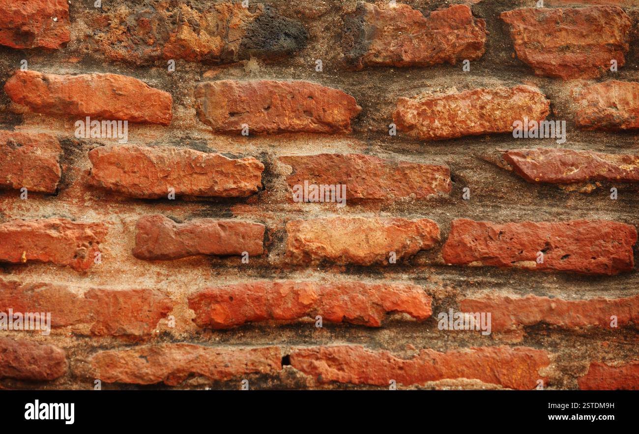 Rotes Mauerwerk in Nahaufnahme Stockfoto