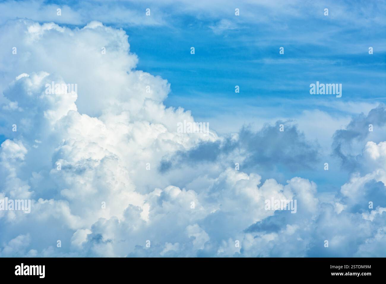 Große Kumuluswolken in einem blauen Himmel Stockfoto