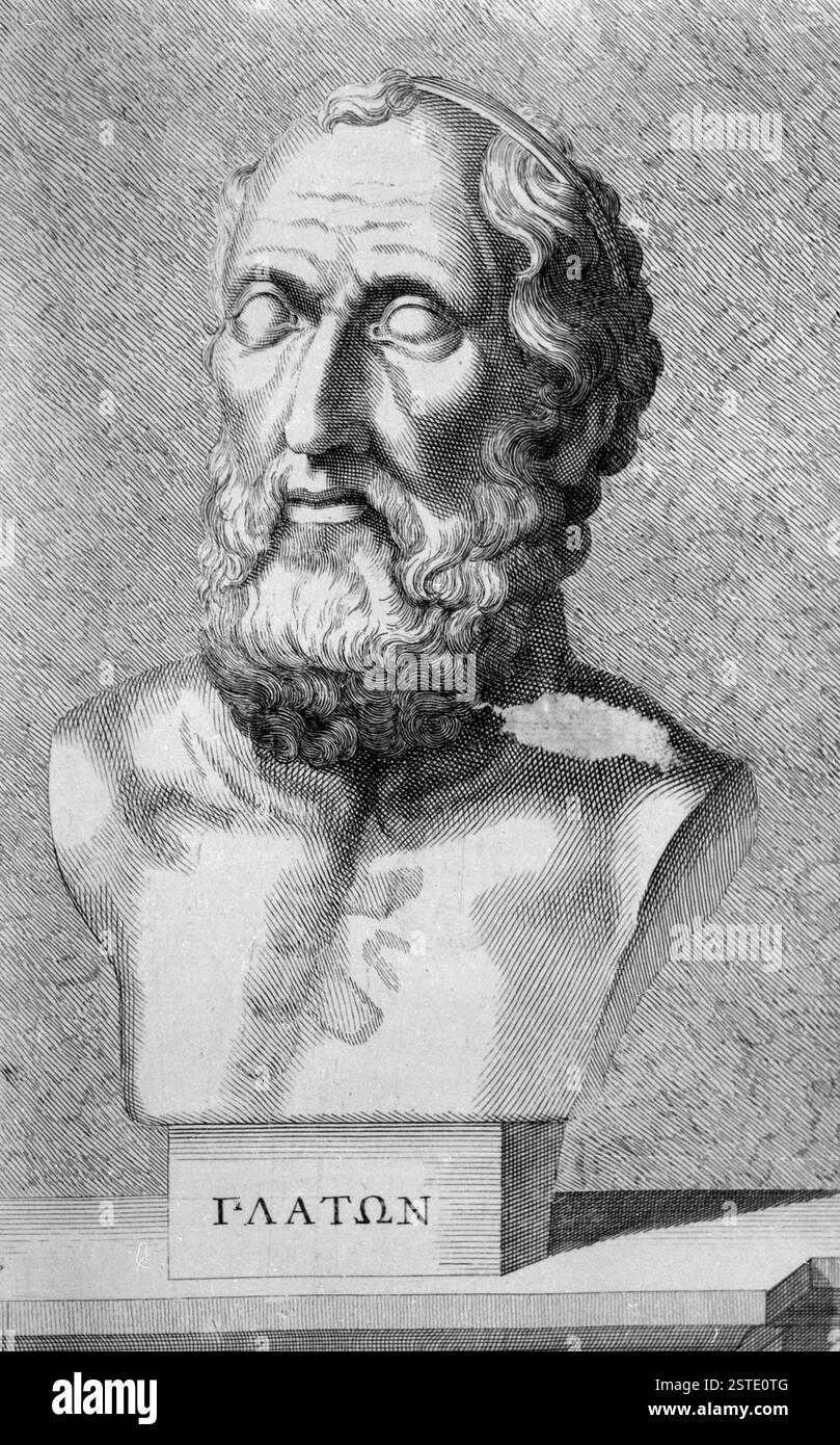 Griechischer Philosoph Platonbüste, Stich, 1700er Jahre Stockfoto