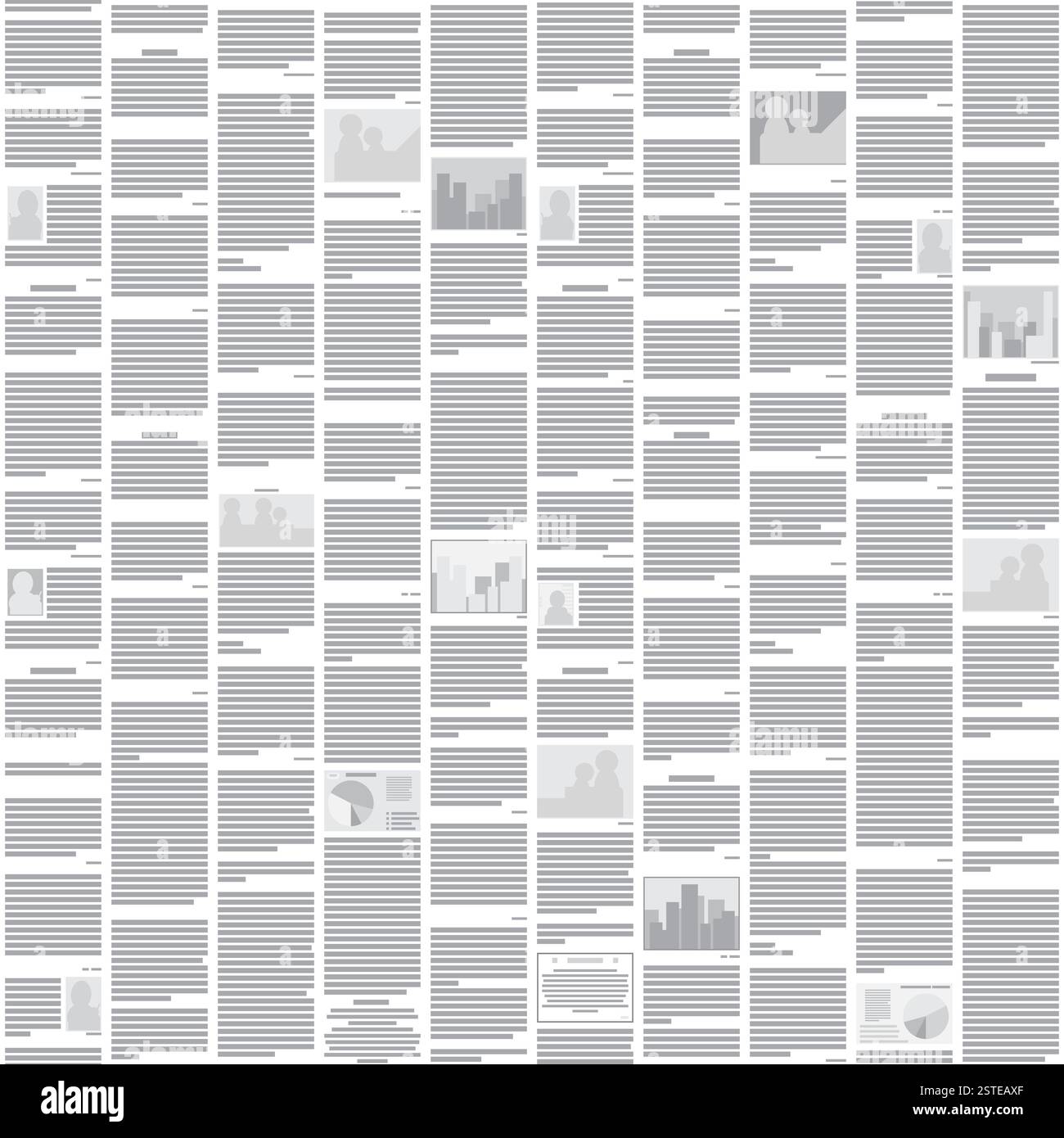 Nahtloses Zeitungsmuster - abstrakter monochromer Hintergrund Stockfoto