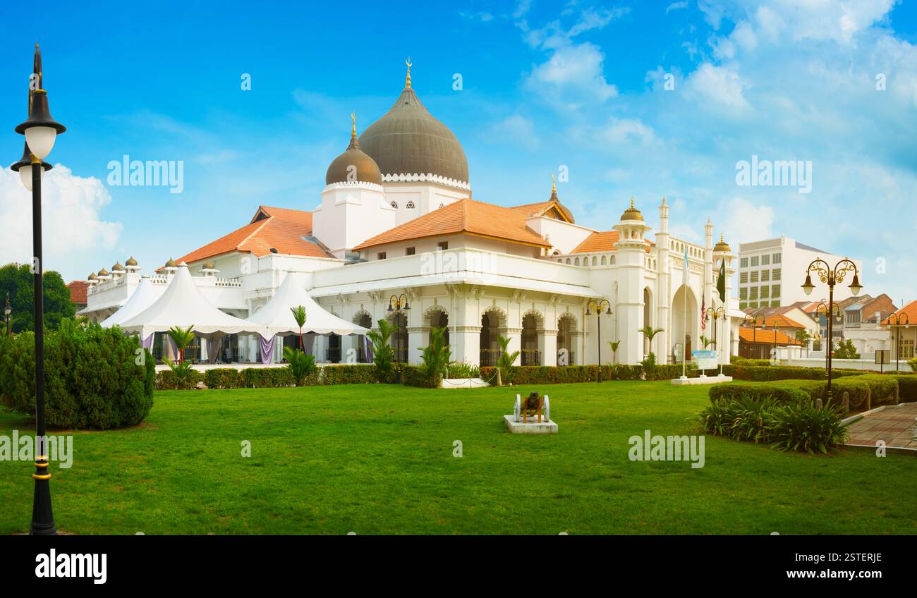 Wunderschöne Architektur der Kapitan Keling Moschee in Georgetown, Penang, Malaysia Stockfoto