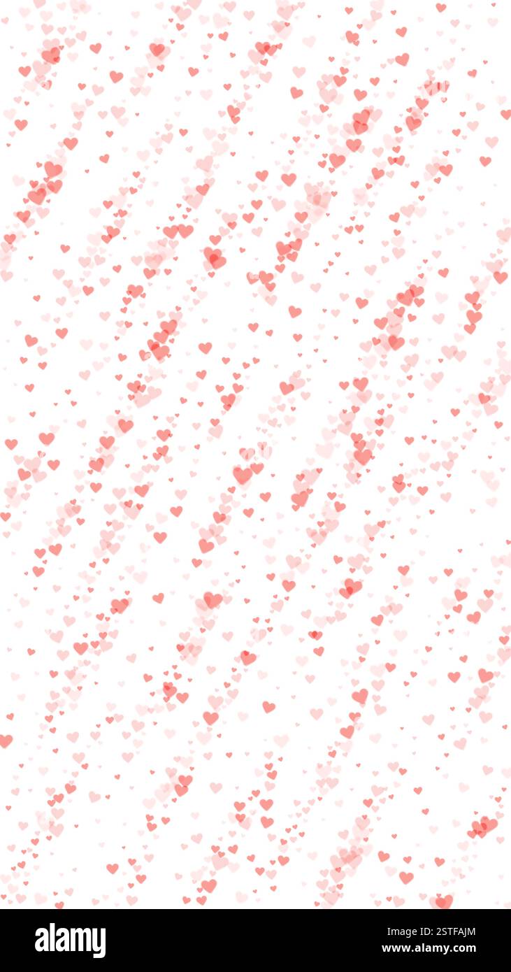 Valentinherzen, fliegen, fallen, schwimmen. Rote Herzen auf weißem Hintergrund verstreut. Liebenswerte valentinsherzen Vektor-Illustration. Stock Vektor