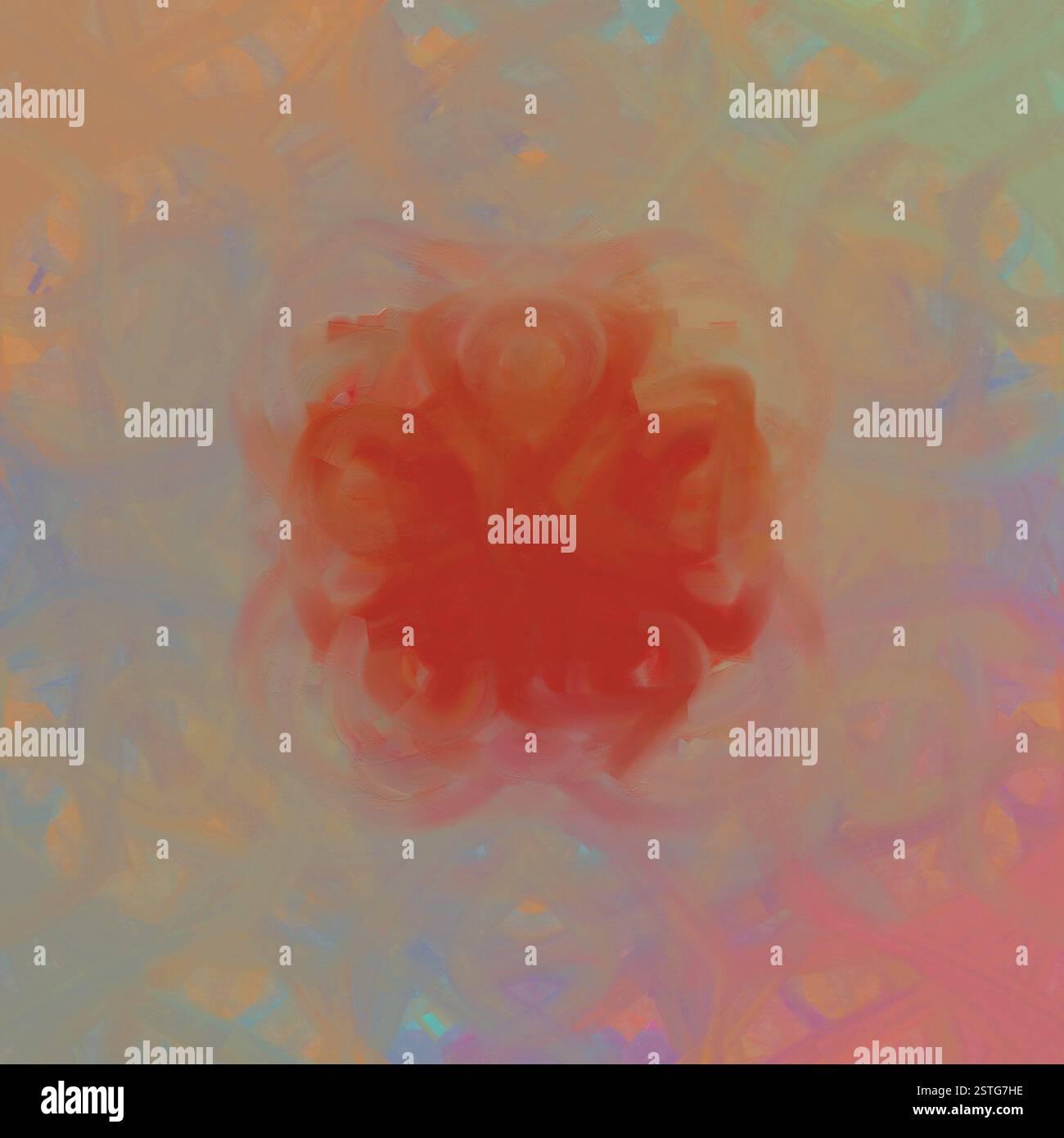 Handgemalte Leinwand mit roten Fleck in der cemter Stockfoto