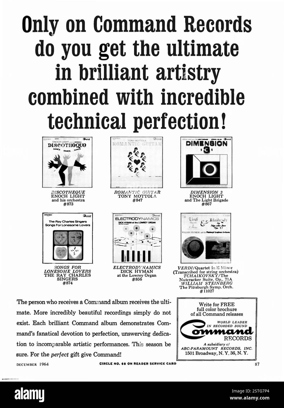 1964 US Command Records N.Y. Werbespot für klassische und populäre Musik Stockfoto