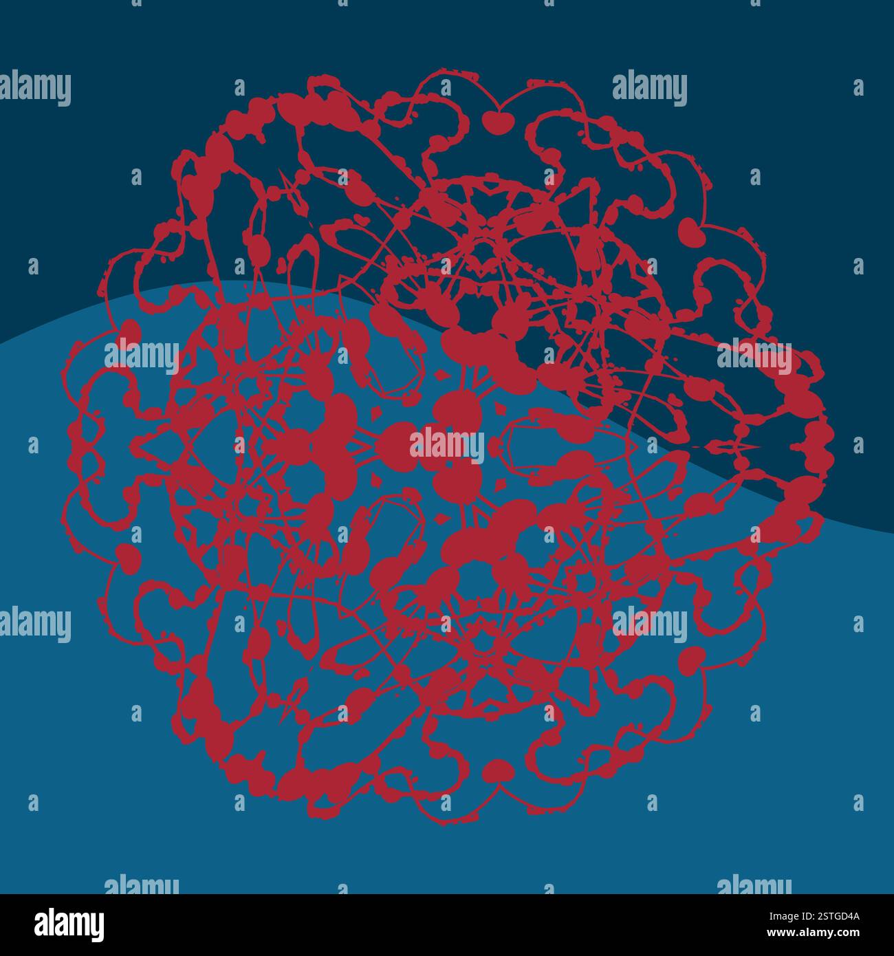 Dekorativer abstrakter Hintergrund des Vektors in trendigen flachen Stil künstlerischen Flecken und Flecken der roten Farbe Stockfoto