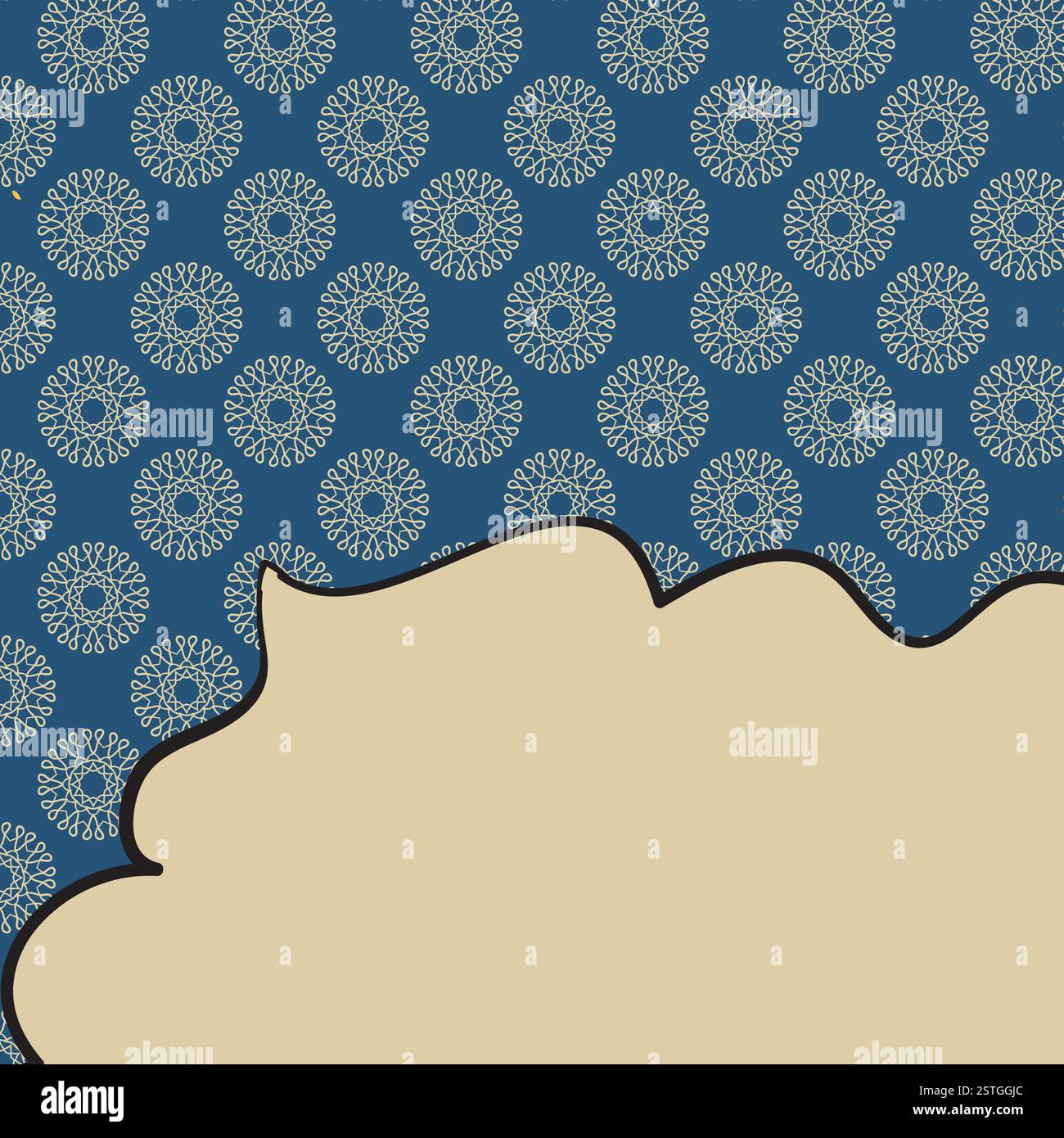 Vintage-Cartoon-Kritzelrahmen und nahtloser Hintergrund. Handgezeichnete Vektorgrafik Stockfoto