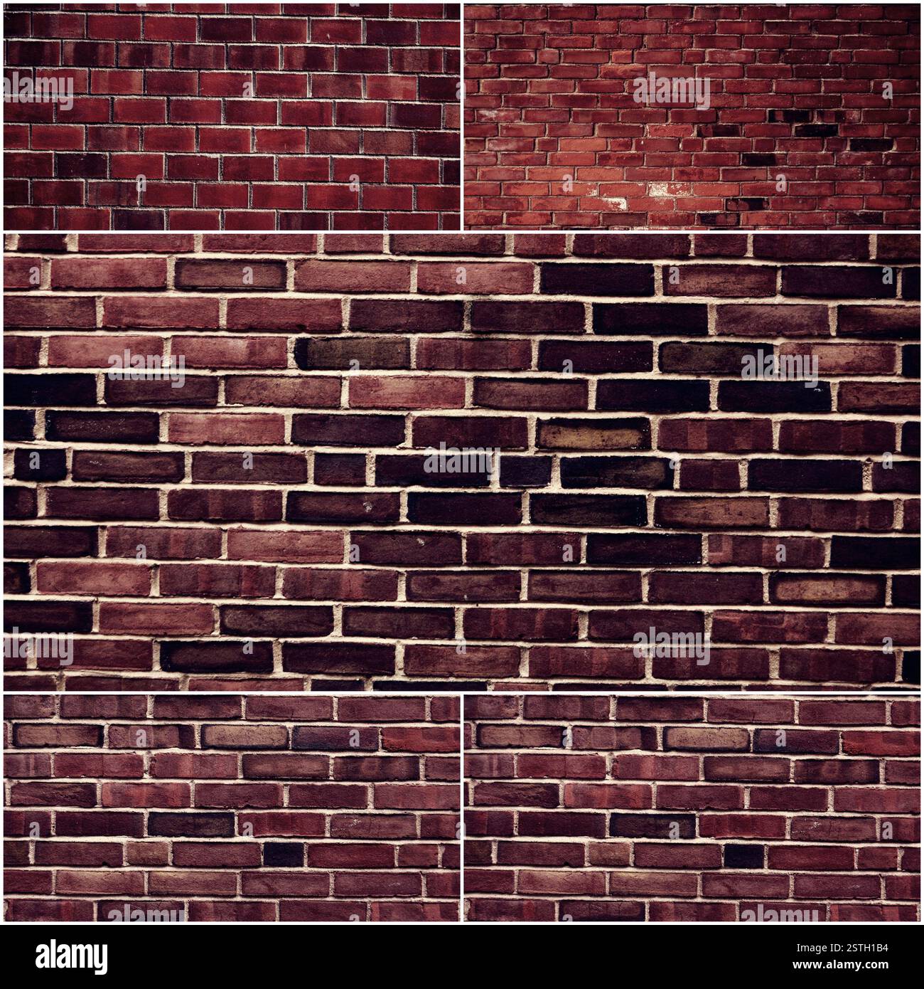 Satz von verschiedenen Ziegelwand. Collage von Grunge Fotos des alten Backstein-Mauern Stockfoto