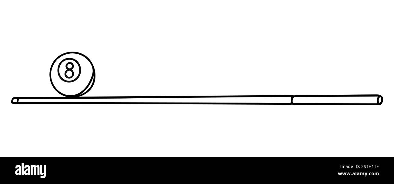 Billardkurve und Balllinie gezeichnet. Stock Vektor