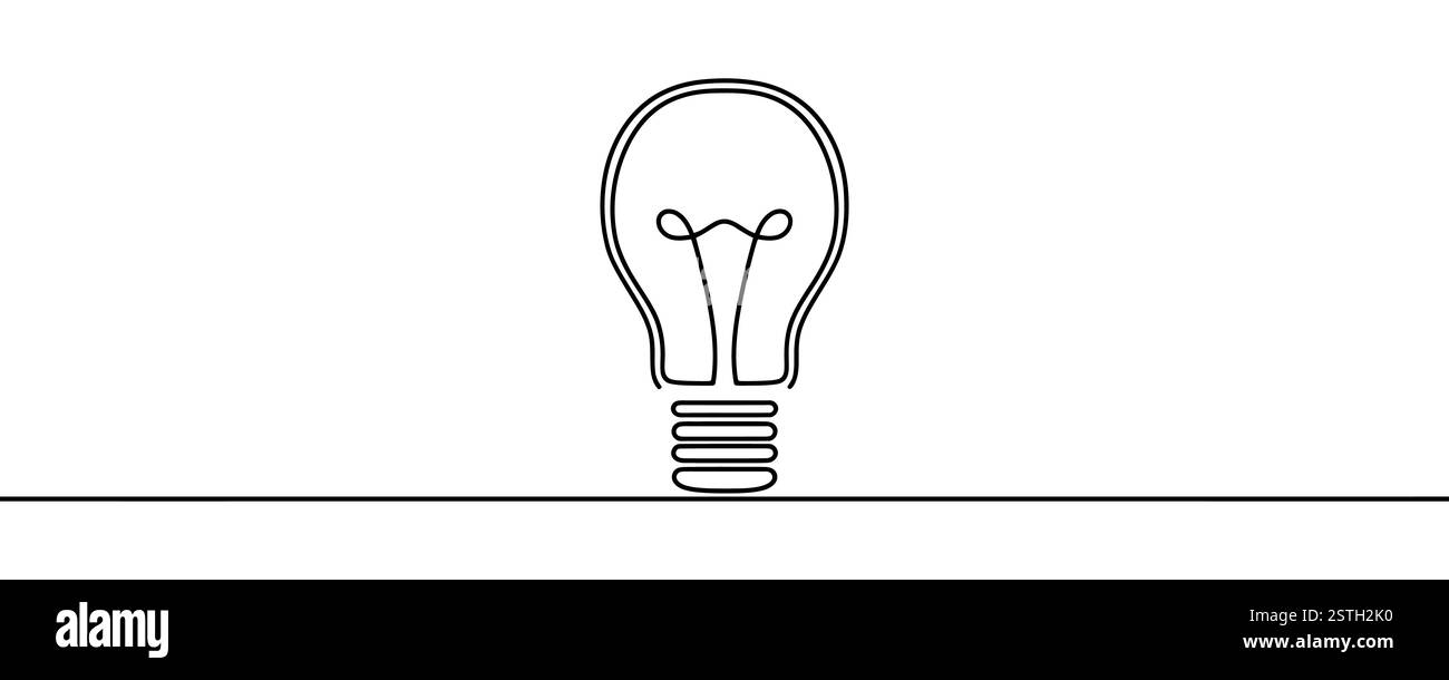 Einzelne durchgehende, einzeilige Idee-Lampe. Creative Solution Teamwork Lampenkonzept minimales Liniendesign, Lichtskizze Umriss Zeichnung Vektor i Stock Vektor