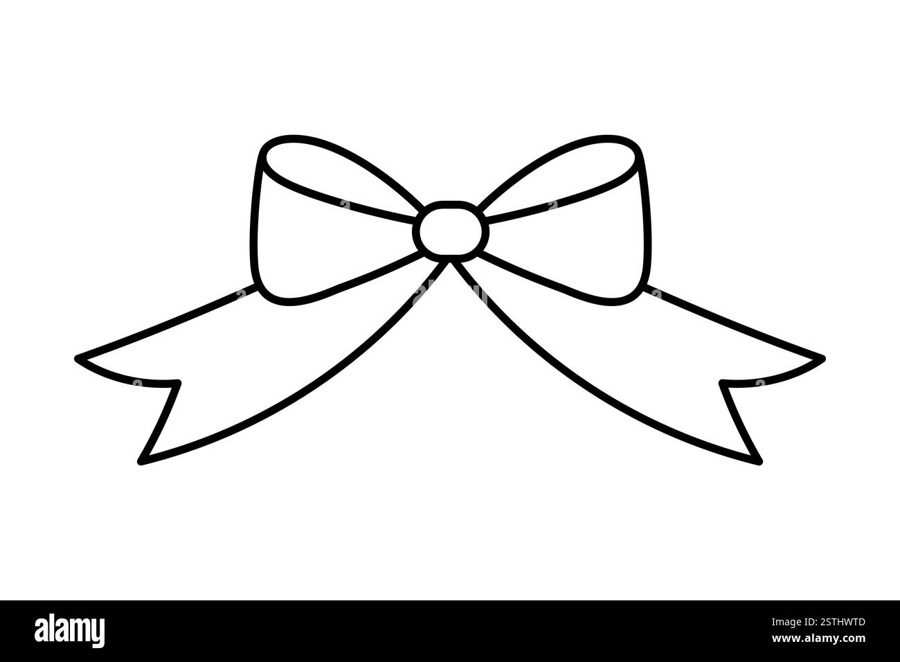 Symbol mit handgezeichneter, gebundener Schleife. Band im Doodle-Stil. Isoliert auf weiß. Vektor Stock Vektor