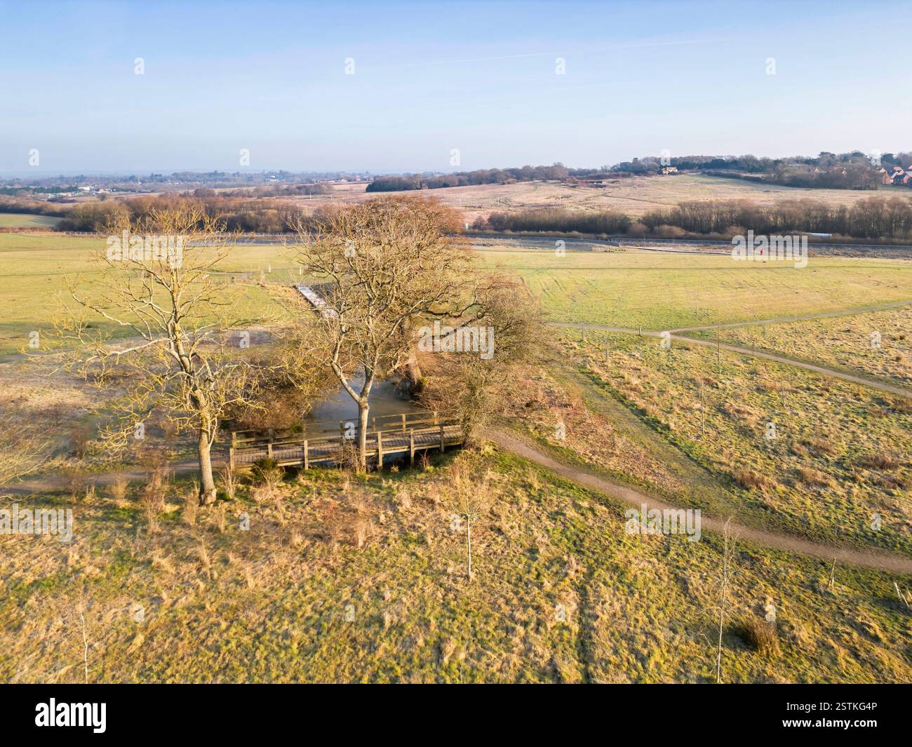 Blick aus der Vogelperspektive auf den 74 Hektar großen horsted Green Country Park in der Nähe von uckfield im Osten von sussex. Stockfoto