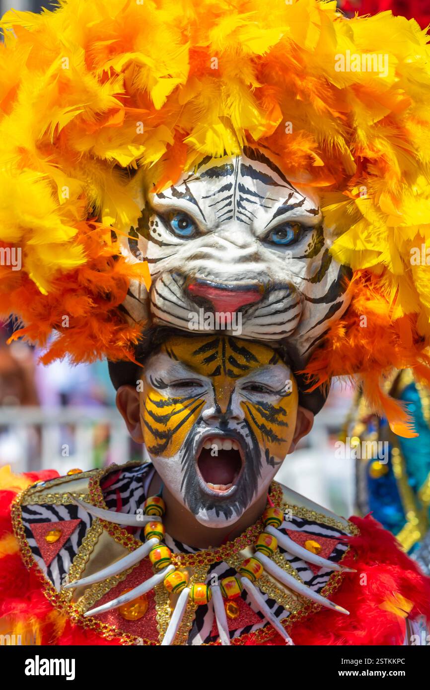 Die Schlacht der Blumen während des Barranquilla Festivals in Kolumbien Stockfoto