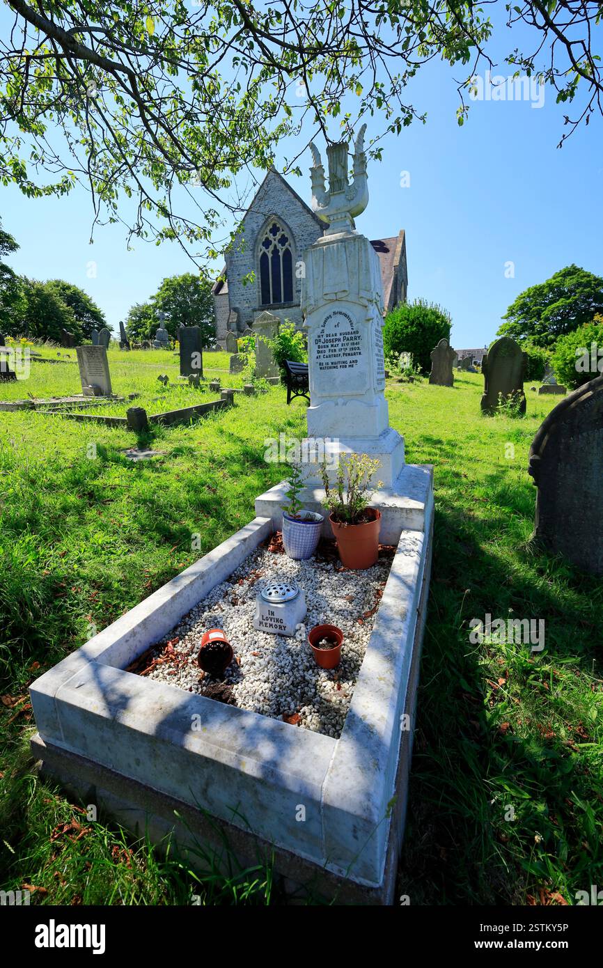 Dr. Joseph Parrys Grab, St. Augustine's Church Penarth, Vale of Glamorgan, Südwales, Großbritannien. Stockfoto