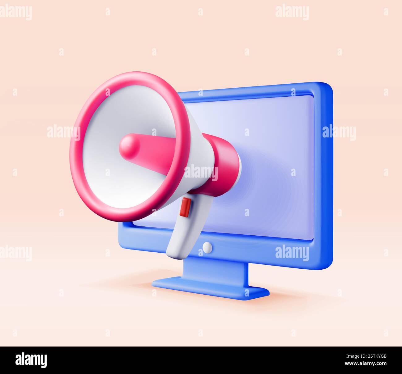 3D-Megaphon im Computer isoliert. Stock Vektor