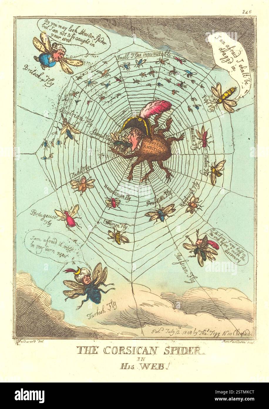 Thomas Rowlandson - die korsische Spinne in seinem Web - 1808 Stockfoto