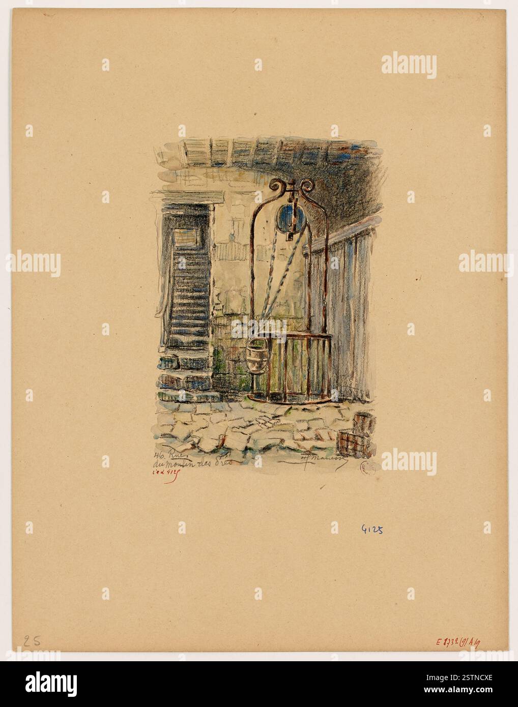 Gatteaux’ 1918 gekaufte Zeichnung, die im Februar 1918 erworben wurde, zeigt ein grafisches Kunstwerk, das künstlerische Praktiken des frühen 20. Jahrhunderts und französische Kulturbewegungen widerspiegelt. Stockfoto