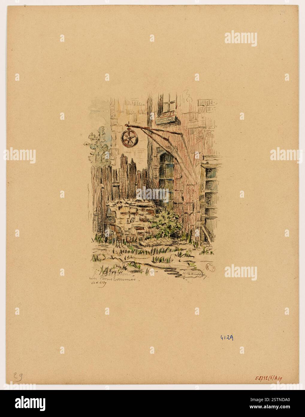 Eine anonyme Zeichnung aus dem Februar 1918, erworben durch Kauf. Das Werk ist Teil der Graphischen Sammlung, aber das spezifische Thema und die Details des Bildes bleiben unbekannt. Stockfoto