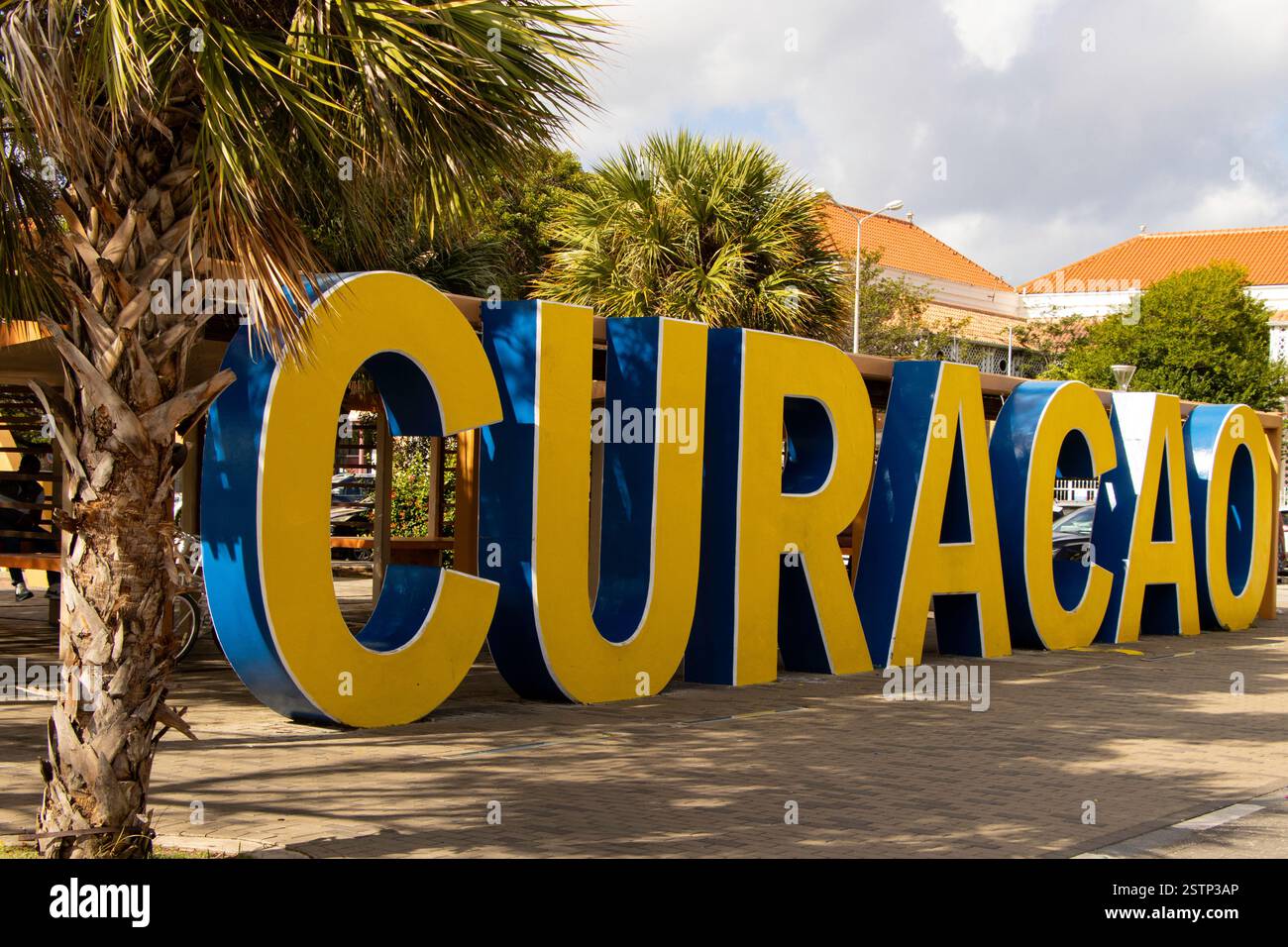 Curacao Schild Wilhelminapark Stockfoto