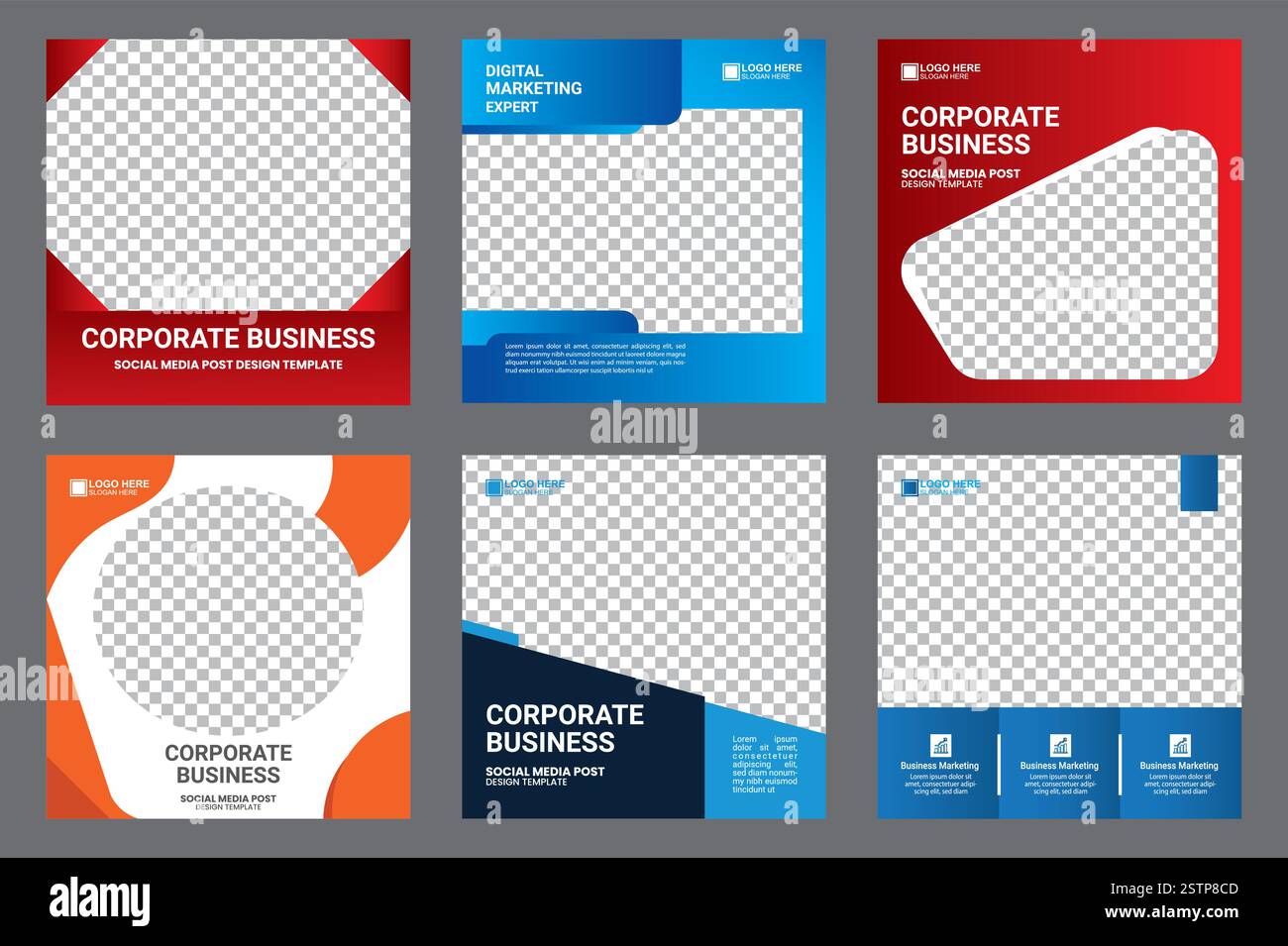 Moderne Digitale Marketingagentur Social Media Post Template Set Stock Vektor