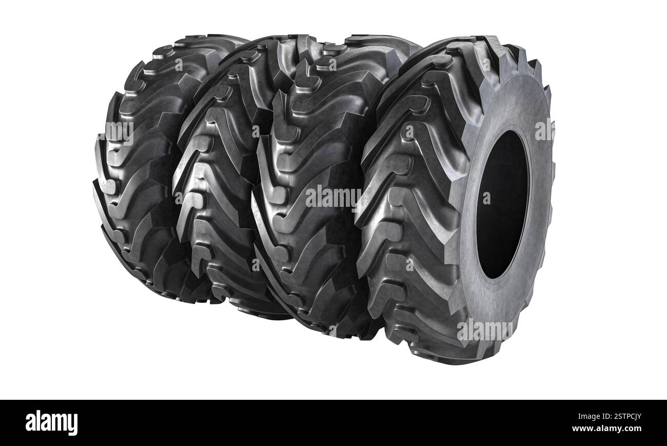 3D-Traktorreifen auf transparentem Hintergrund Stockfoto