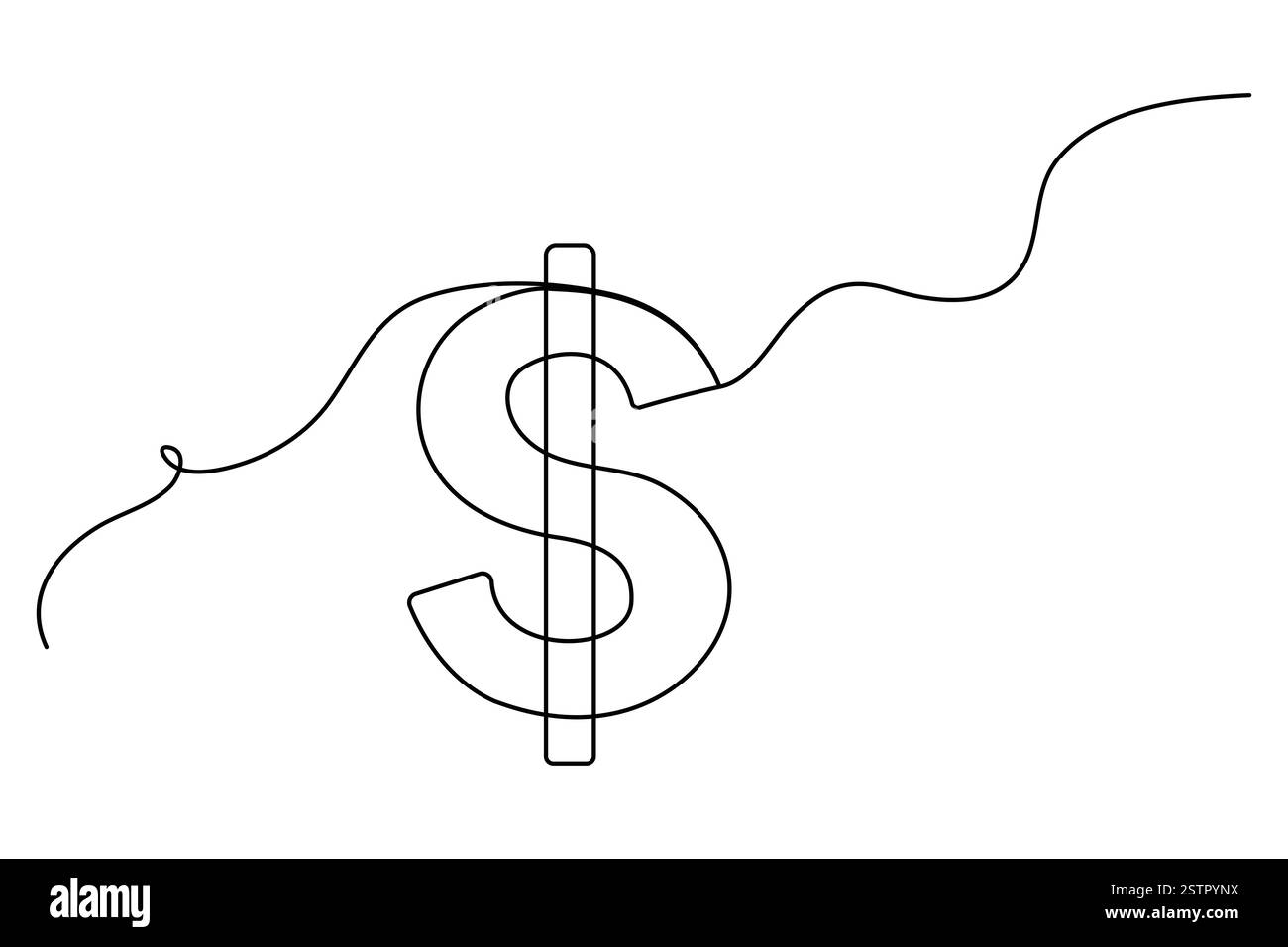 Dollarsymbol in fortlaufender Linienzeichnung. Linienkunst des Dollarsymbol. Vektordarstellung. Abstrakter Hintergrund Stock Vektor