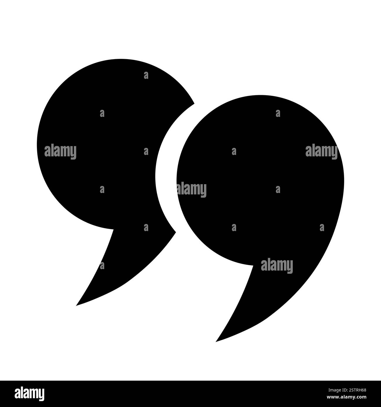 Sammlung von Anführungszeichen. Ein Satz schwarzer kreisförmiger Anführungszeichen auf weißem Hintergrund. Stock Vektor