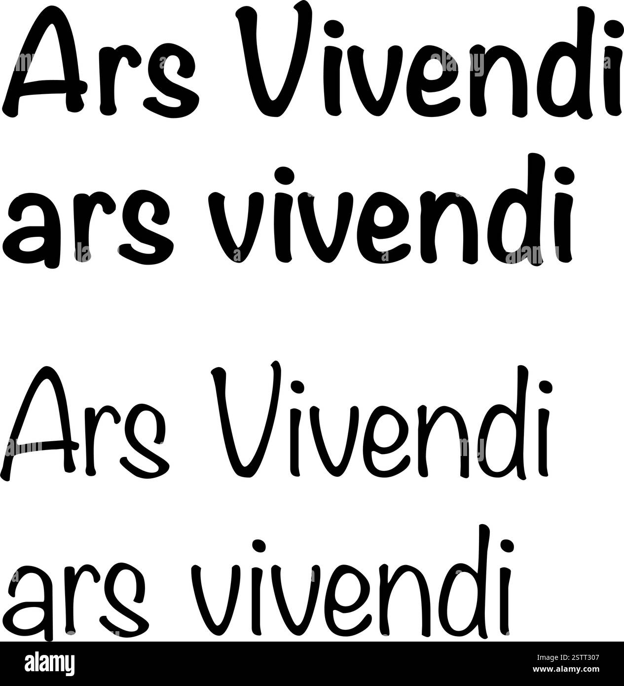 Motivation durch den Spruch „Ars Vivendi“ (lateinisch für „die Kunst des Lebens“) – ein Symbol für ein bewusstes, erfüllendes und ausgewogenes Leben. Version 1 Stock Vektor