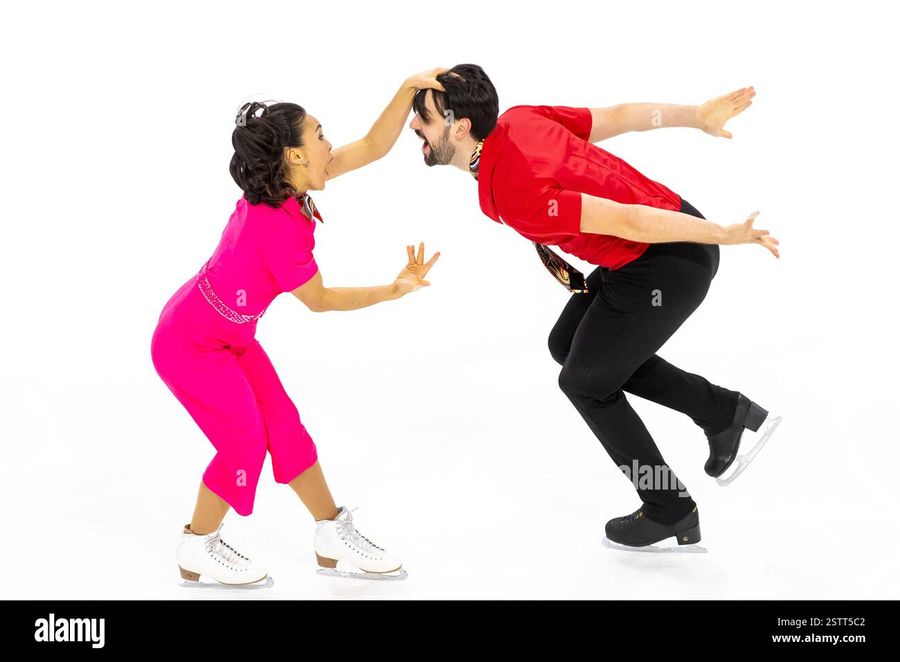 Mailand, Italien. Februar 2025. Jennifer JANSE VAN RENSBURG/Benjamin STEFFAN (GER) während des Rhythm Dance of Road to 26 Trophy im Unipol Forum, Assago (MI), Italien am 19. Februar 2025 während des Eiskunstlauf-Wettbewerbs Road to 26 Trophy, Eislaufwettbewerb in Mailand, Italien, 19. Februar 2025 Credit: Independent Photo Agency/Alamy Live News Stockfoto