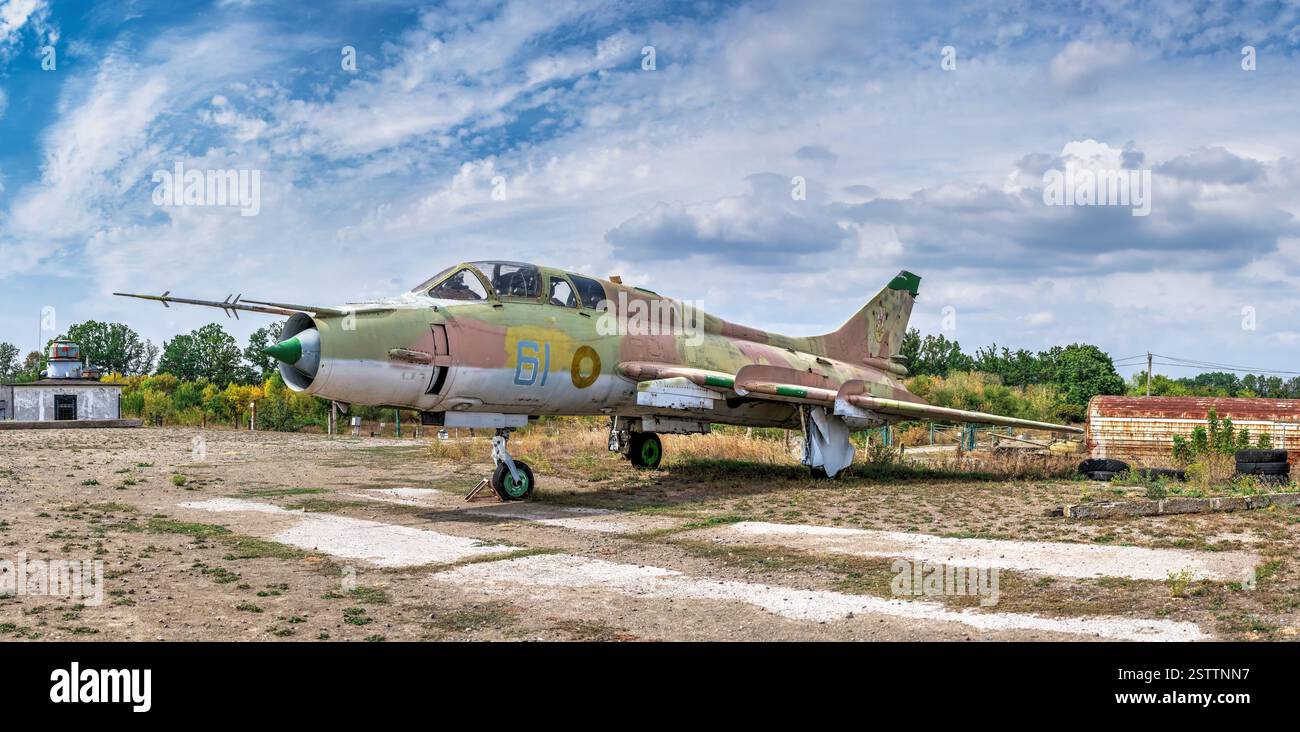 Sowjetische Militärflugzeuge im sowjetischen Strategischen Atomwaffenmuseum, Ukraine Stockfoto