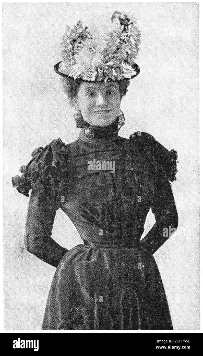 Porträt der französischen Kabarettsängerin und Schauspielerin Yvette Guilbert. Illustration des 19. Jahrhunderts. Stockfoto