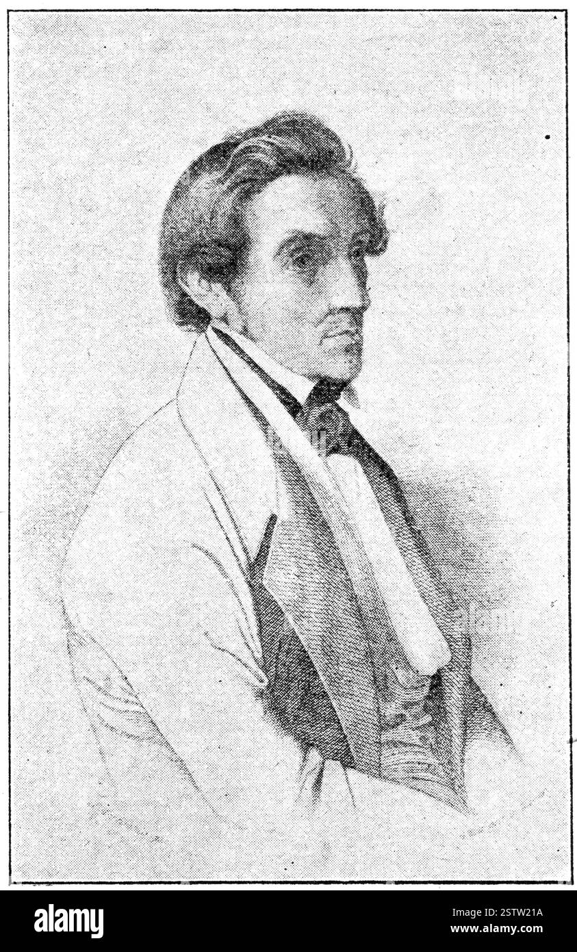 Porträt von Ernst Friedrich August Rietschel - einem deutschen Bildhauer. Illustration des 19. Jahrhunderts. Stockfoto