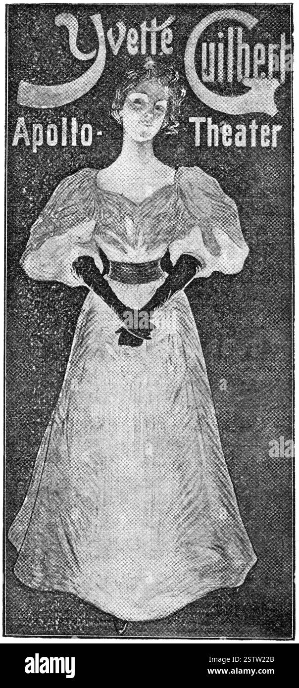 Werbeplakat von Yvette Guilbert, von einem deutschen Maler Max Schlichting. Stockfoto