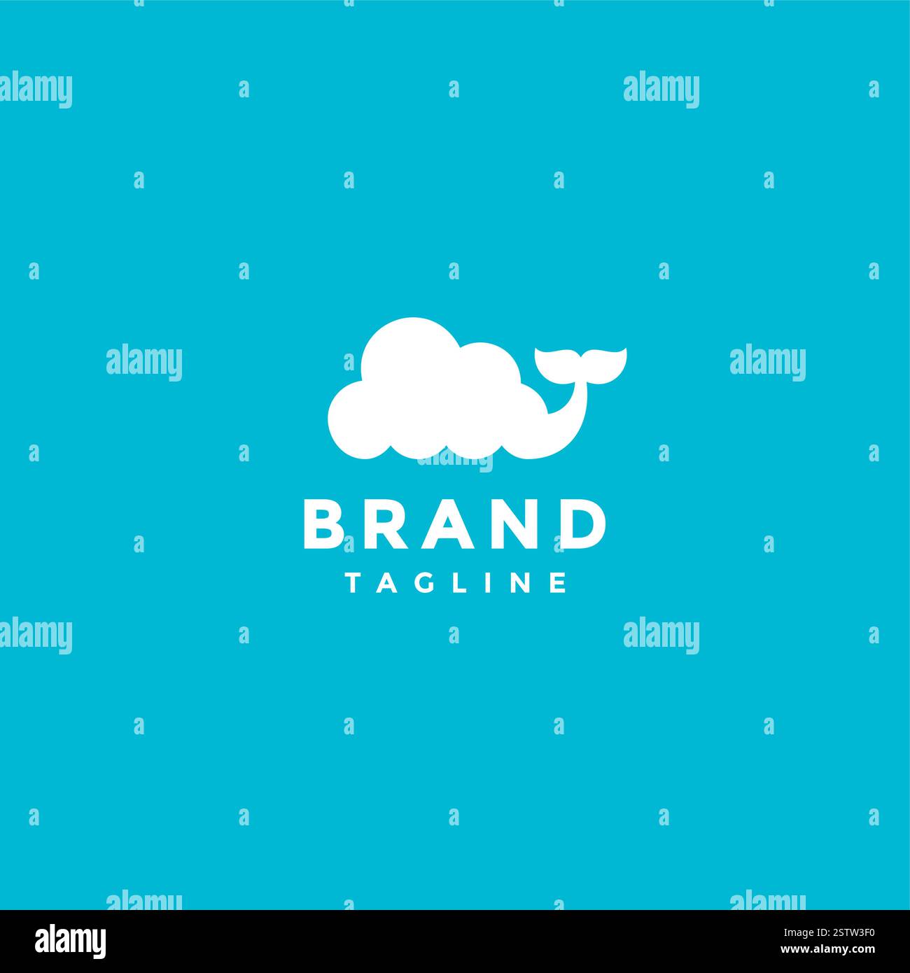 Lustige Wolken Mit Walschwanzlogo. Wolken Mit Wasserwelligkeit Und Walschwanz-Logo. Stock Vektor