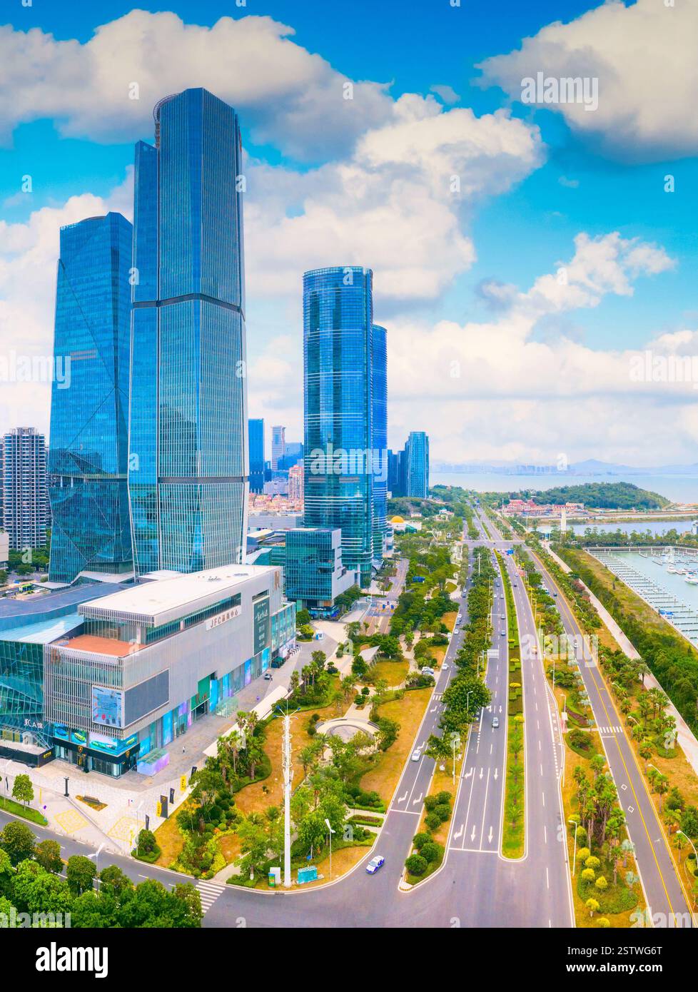 Luftkulisse des städtischen CBD in Xiamen, Provinz Fujian, China Stockfoto
