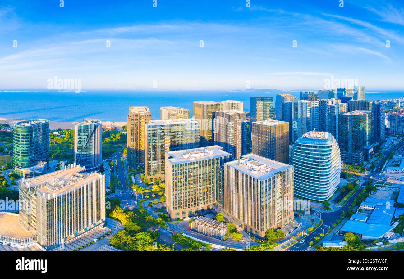 Luftkulisse des städtischen CBD in Xiamen, Provinz Fujian, China Stockfoto
