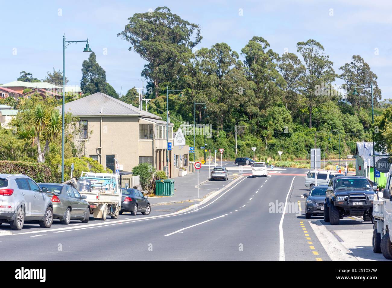 Dorfzentrum, Harington Point Road, Portobello, Halbinsel Otago (Muaūpoko), Dunedin (Ōtepoti), Otago Region, Südinsel, Neuseeland Stockfoto