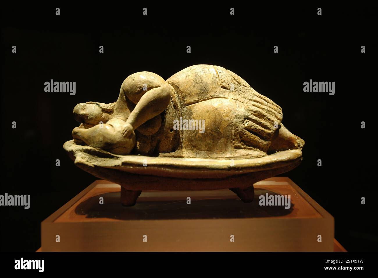 Die ursprüngliche Sleeping Lady eine 5000 Jahre alte steinerne Figur erholte sich in der prähistorischen Hypogäum von ħal-saflieni jetzt bei, das Nationalmuseum für Archäologie in Valletta die Hauptstadt Maltas angezeigt Stockfoto