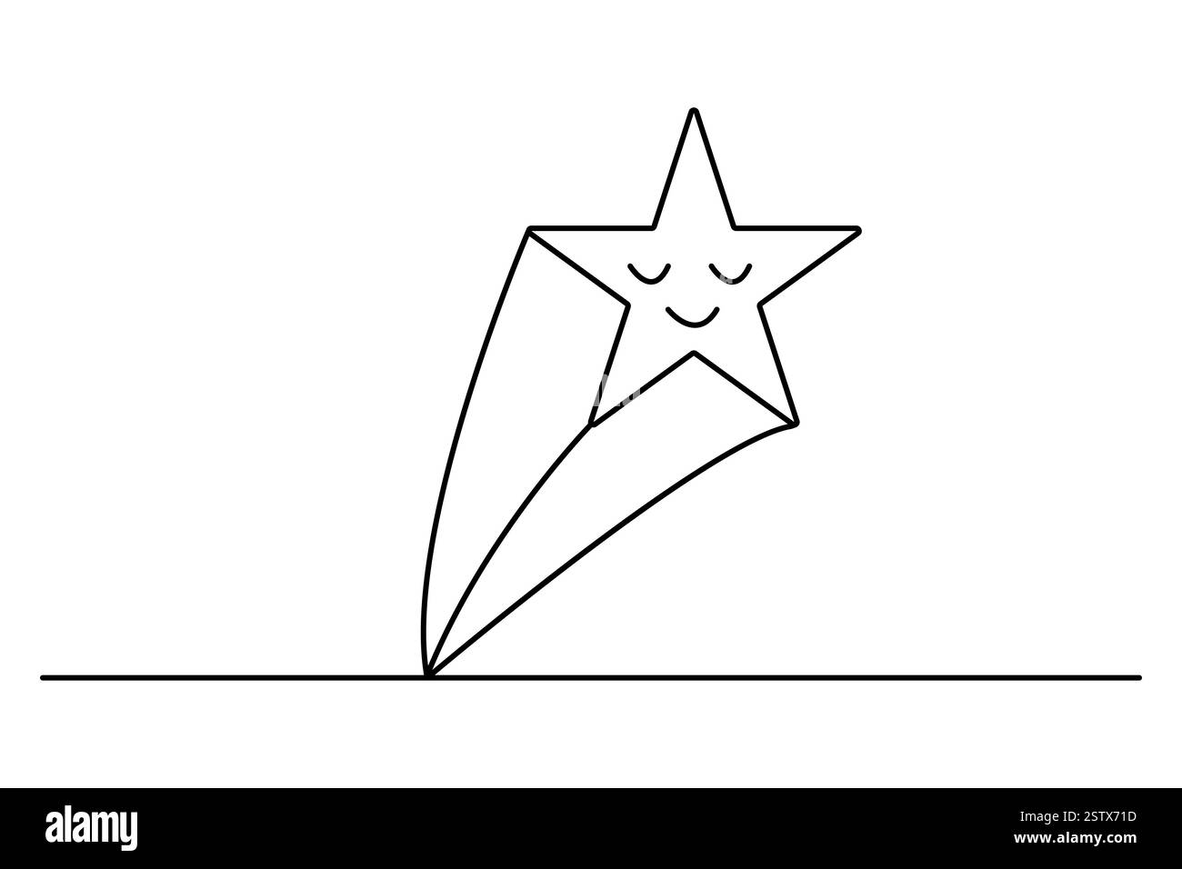 Durchgehende einzeilige Zeichnung der Vektorgrafik der Sternumrandung Stock Vektor