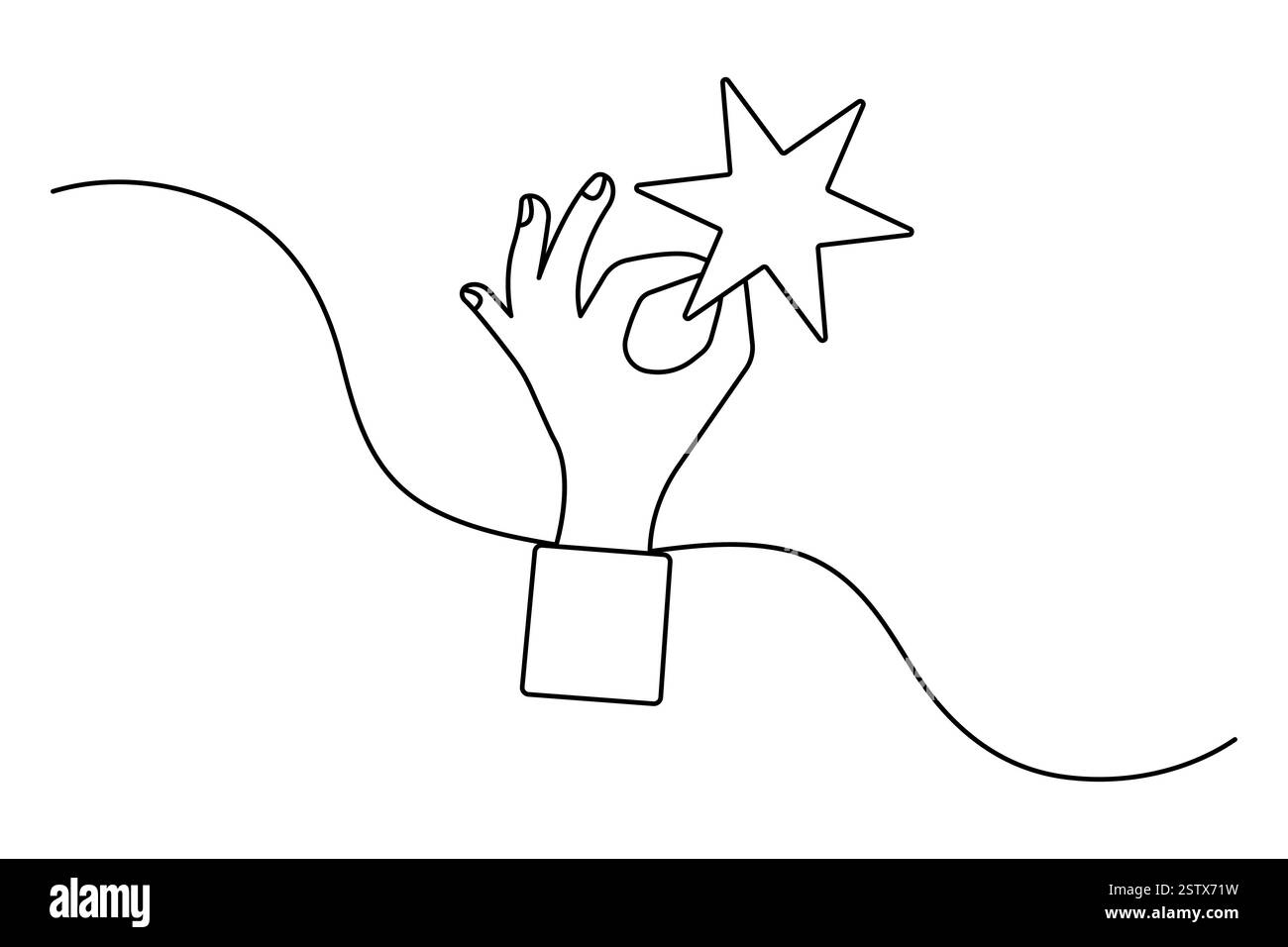 Durchgehende einzeilige Zeichnung der Vektorgrafik der Sternumrandung Stock Vektor