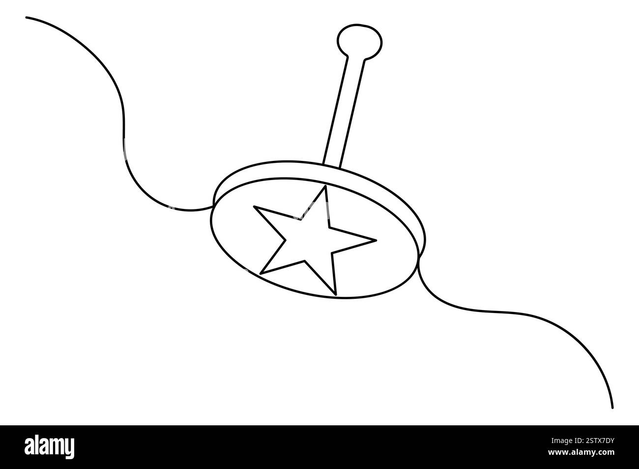 Durchgehende einzeilige Zeichnung der Vektorgrafik der Sternumrandung Stock Vektor