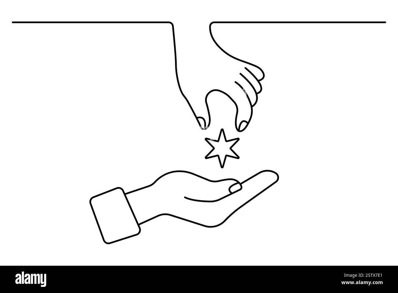 Durchgehende einzeilige Zeichnung der Vektorgrafik der Sternumrandung Stock Vektor