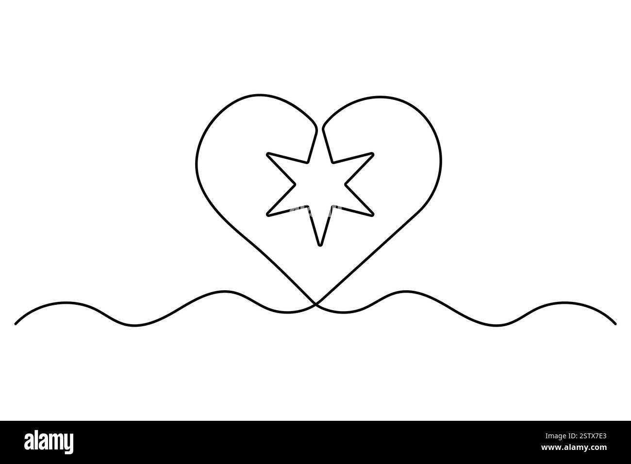 Durchgehende einzeilige Zeichnung der Vektorgrafik der Sternumrandung Stock Vektor