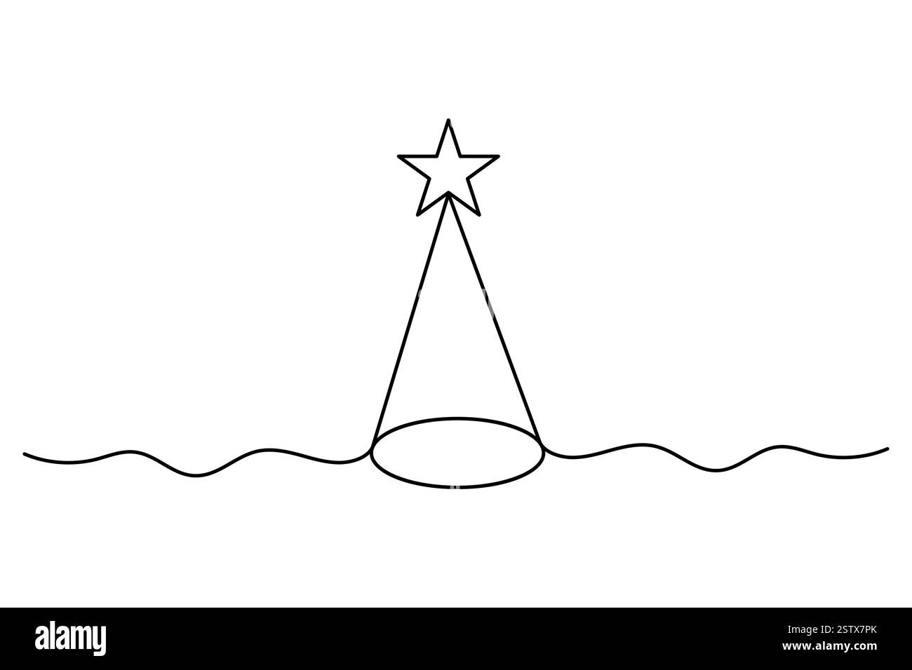 Durchgehende einzeilige Zeichnung der Vektorgrafik der Sternumrandung Stock Vektor