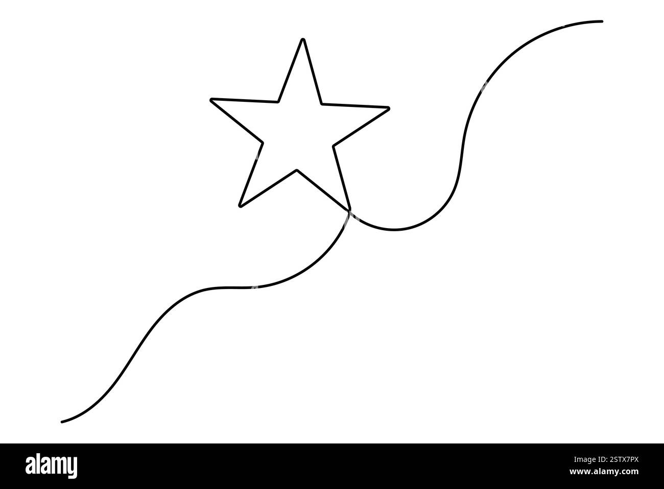 Durchgehende einzeilige Zeichnung der Vektorgrafik der Sternumrandung Stock Vektor