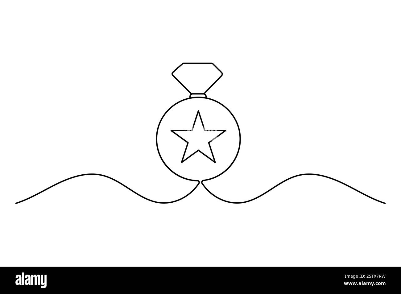 Durchgehende einzeilige Zeichnung der Vektorgrafik der Sternumrandung Stock Vektor