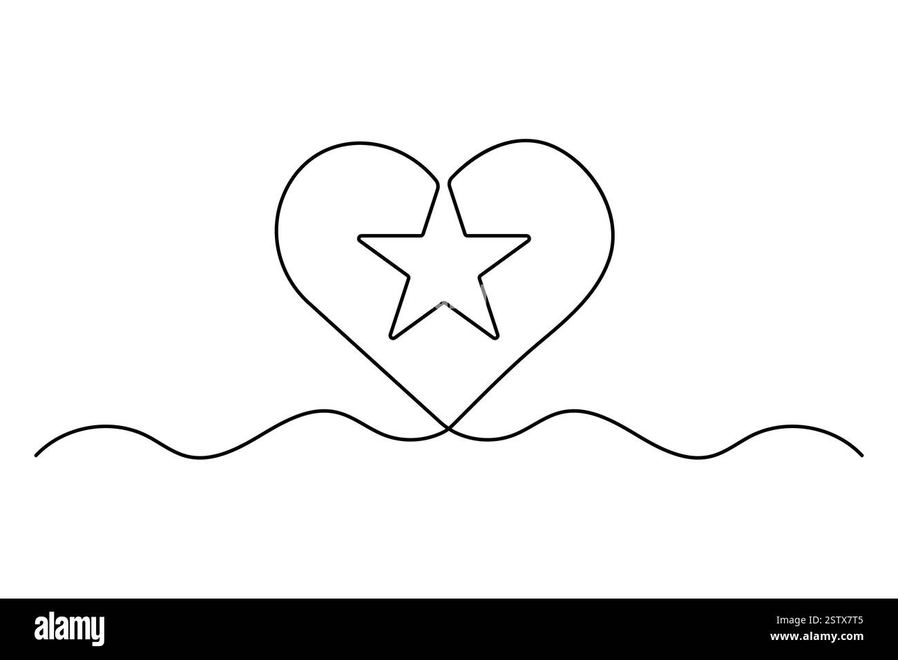 Durchgehende einzeilige Zeichnung der Vektorgrafik der Sternumrandung Stock Vektor