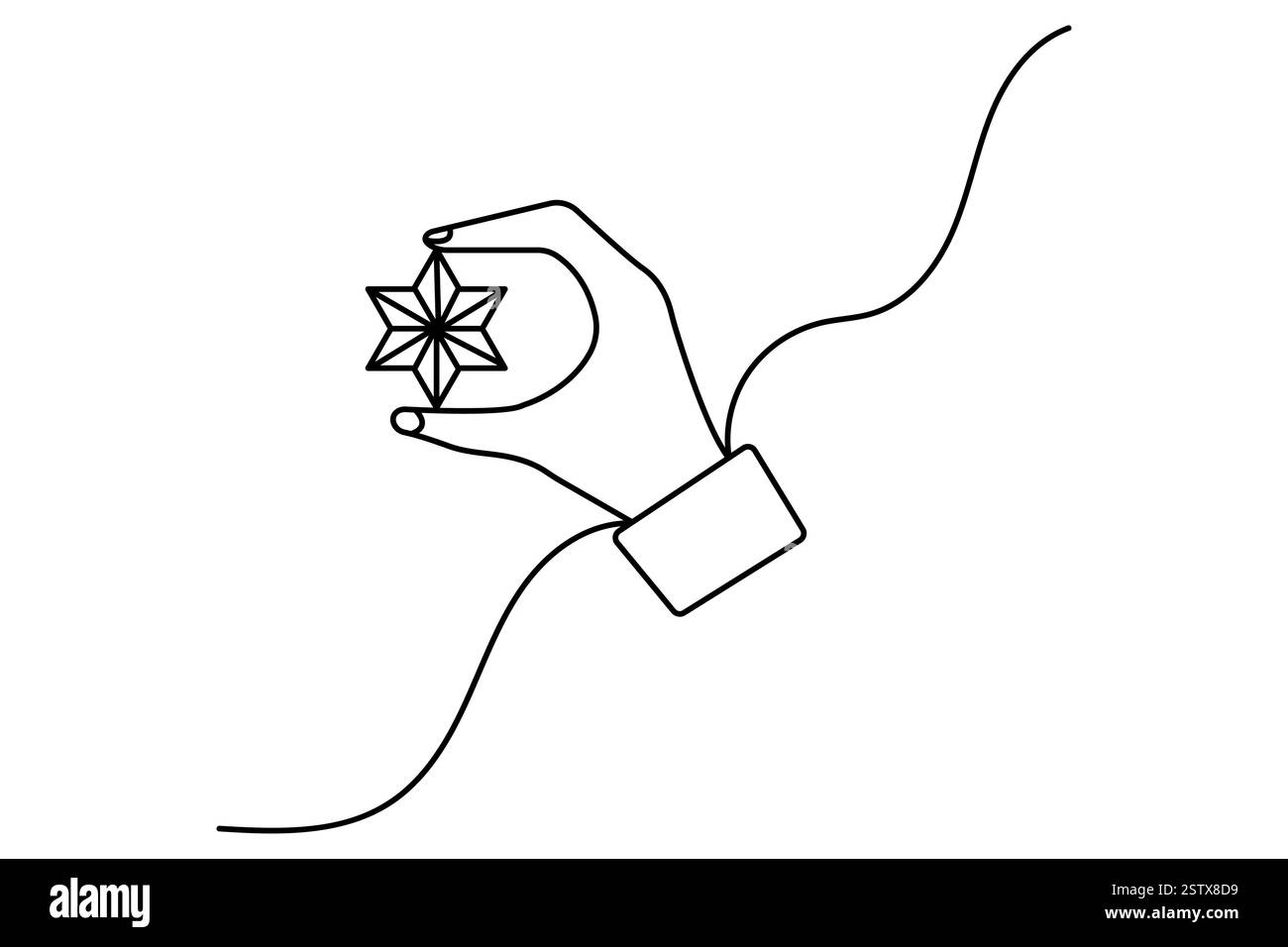 Durchgehende einzeilige Zeichnung der Vektorgrafik der Sternumrandung Stock Vektor
