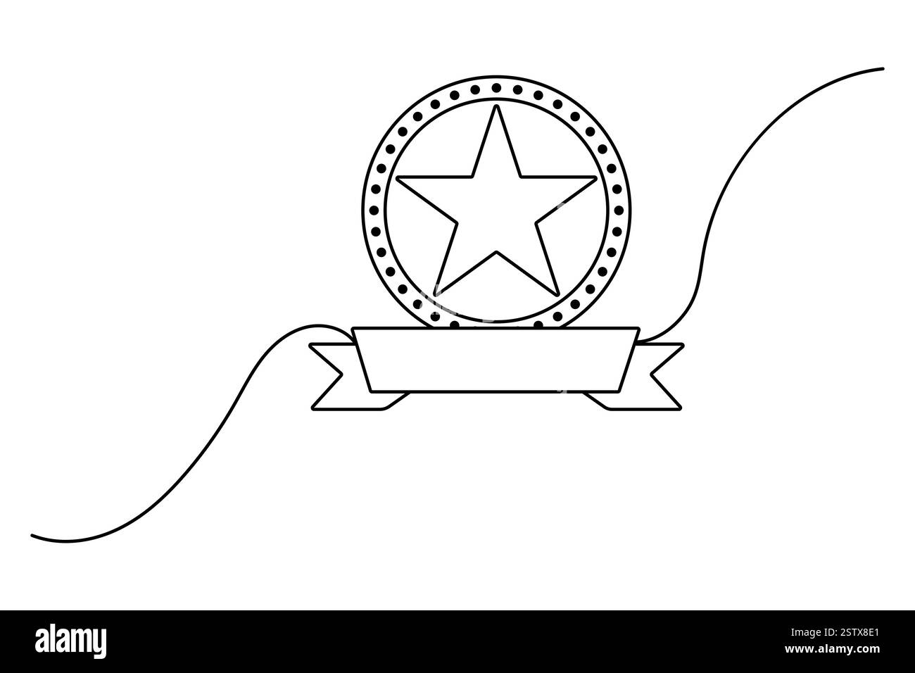 Durchgehende einzeilige Zeichnung der Vektorgrafik der Sternumrandung Stock Vektor