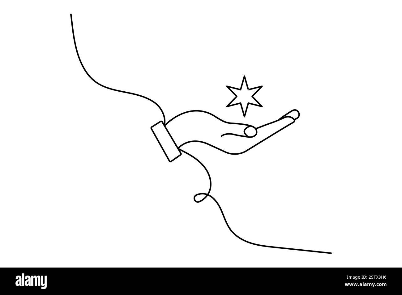 Durchgehende einzeilige Zeichnung der Vektorgrafik der Sternumrandung Stock Vektor