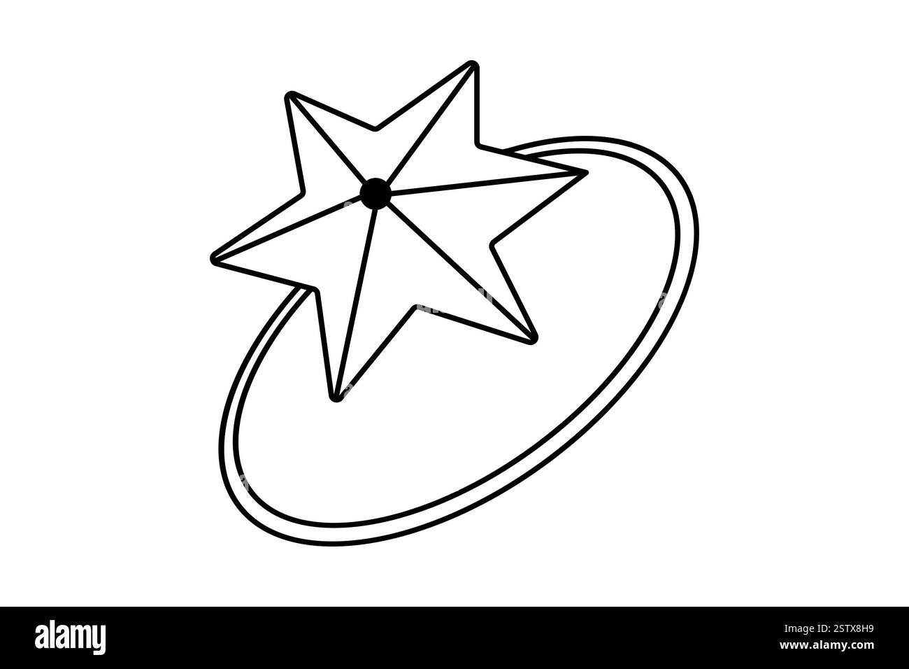 Durchgehende einzeilige Zeichnung der Vektorgrafik der Sternumrandung Stock Vektor
